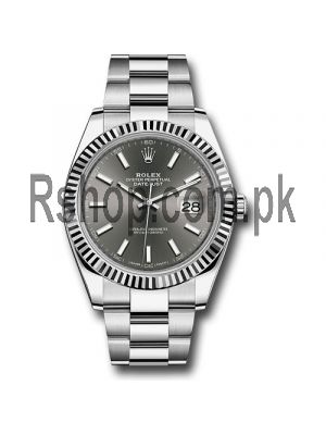 Rolex Datejust 41 Steel and White Gold Rhodium Stick Dial Oyster Bracelet  strap watches in Pakistan,