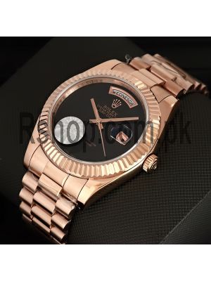 Rolex Oyster Perpetual Day-Date Black Dial Rose Gold Watch Price in Pakistan