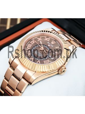 Rolex Sky-Dweller Chocolate Dial Rose Gold Mens Watch Price in Pakistan