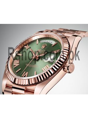 Rolex Oyster Perpetual Day-Date II Green Rose Gold Watch Price in Pakistan