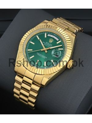 Rolex Day-Date  Green Dial Gold Watch Price in Pakistan
